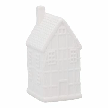 Deko-Haus Fachwerk/zwei, weiß/matt, 10 cm