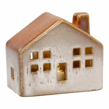 LED-Haus Rustik, orange, 8 cm