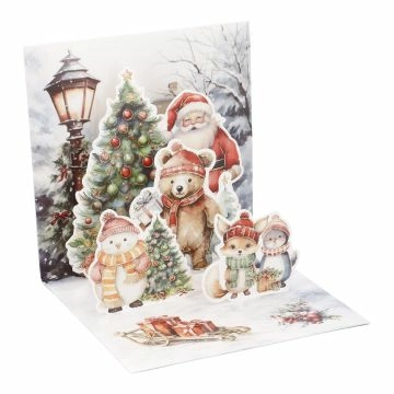Klappkarte 3D, Weihnachtsmann/Geschenke