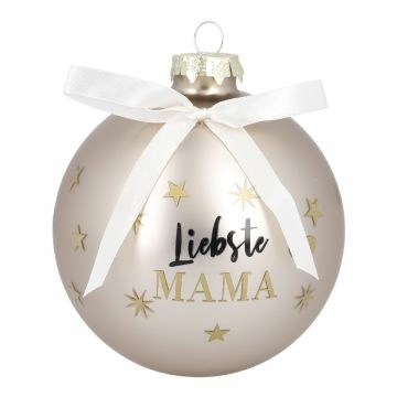 Glaskugel Spruch, Mama/champagner/matt, 10 cm