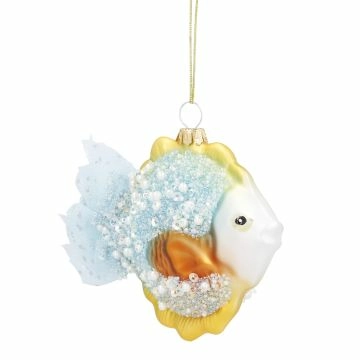 Anhänger Fancy, Edel, Fisch/blau-gelb, 13 x 9 cm