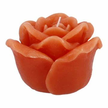 Kerze Herbstrose, orange, 12 x 10 cm