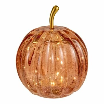 LED-Kürbis Craquele, rot, 15 x 16.5 cm