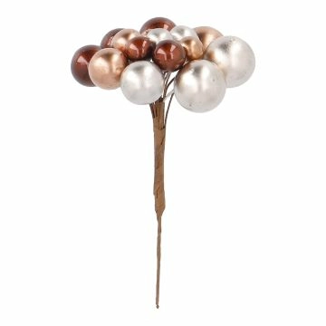 Beerenbündel Metallic, champagner/braun/dunkelbraun, 8 cm