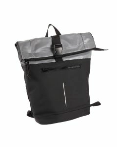 Rucksack Rolltop mit Reflektor, schwarz/reflektierend, 16 Liter