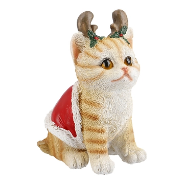 Weihnachtsfigur mit Mütze, Katze/orange, 9 x 12.5 cm