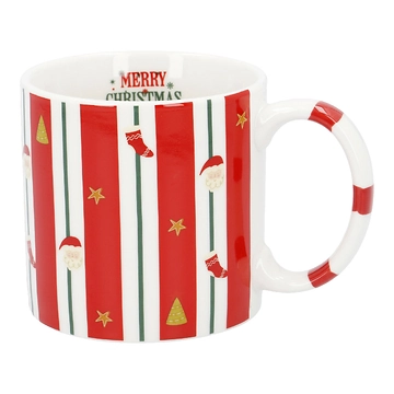 Becher Weihnachten/Streifen, Weihnachtsmann/rot, 380 ml