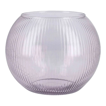 Glas-Kugelvase Rillen, pink-transparent, Höhe 15.5 cm