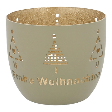 Windlicht Spruch/Xmas, Tannen/khaki, 10 x 8.5 cm