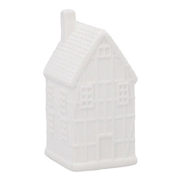 Deko-Haus Fachwerk/zwei, weiß/matt, 10 cm
