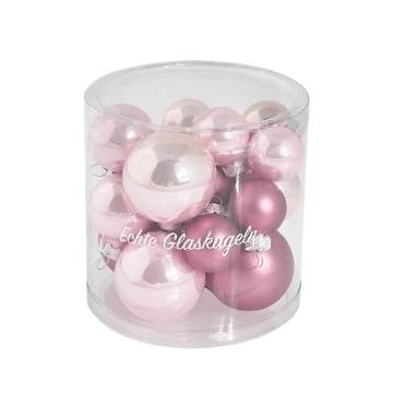 17er Set Glaskugeln Mix, rosa