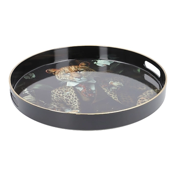 Deko-Tablett Tier, Leopard/rund, 35 cm