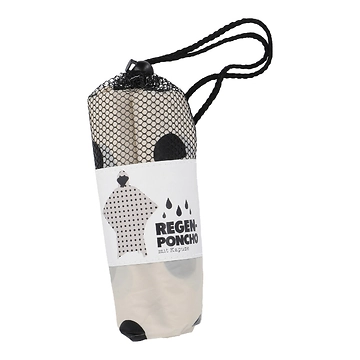 Regenponcho Design, Punkte/beige-schwarz