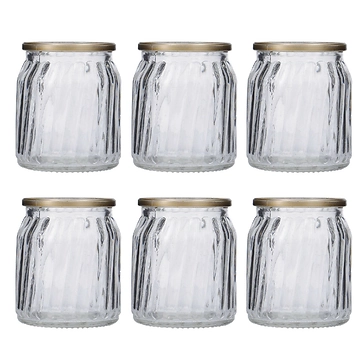 6er Set Teelichthalter Votiv, Goldrand/klar, 7 cm