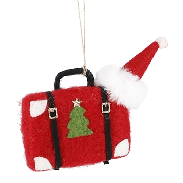 Anhänger Weihnachtstier, Koffer, 9 cm