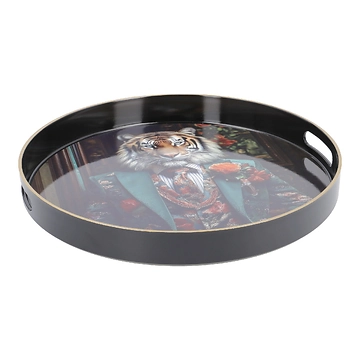 Deko-Tablett Tier, Tiger/rund, 35 cm