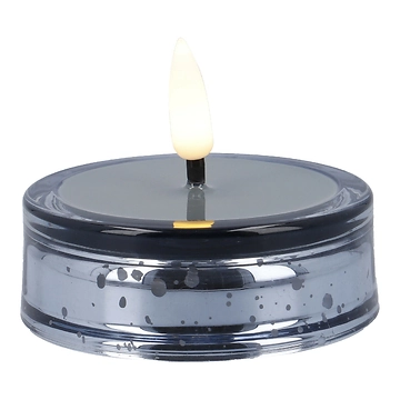 LED-Teelicht, grau/transparent, 7 x 5 cm