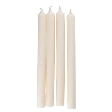 4er Set Stabkerze Rustik, wollweiß, 25 cm