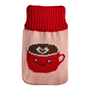 Strick-Taschenwärmer Kaffeetasse/rosa, rot, 13 cm