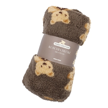 Kuscheldecke Teddys, dunkelbraun, 130 x 170 cm