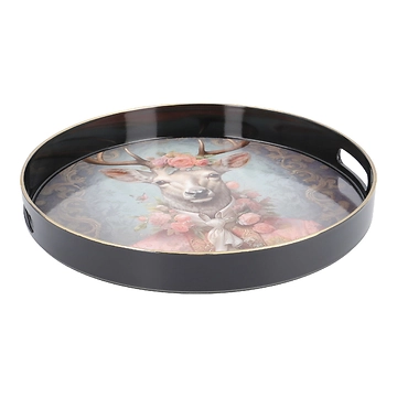 Deko-Tablett Tier, Rentier/rund, 33 cm
