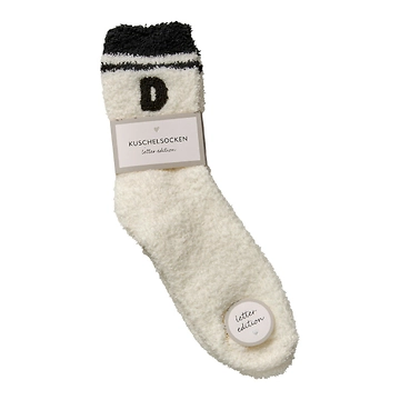 Kuschelsocken Buchstabe, D/schwarz, Gr. 35-42