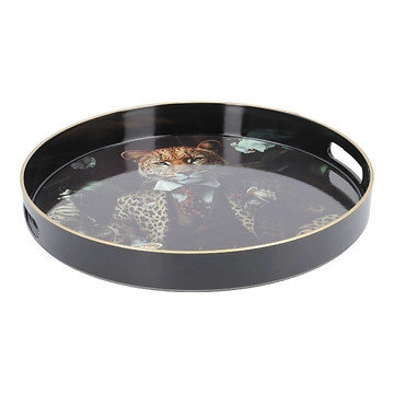 Deko-Tablett Tier, Leopard/rund, 33 cm