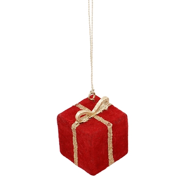 Anhänger Samt-Geschenk, Uni/rot, 5 x 6 cm