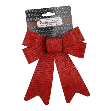 Schleife Glitter/Streifen, rot, 20 cm