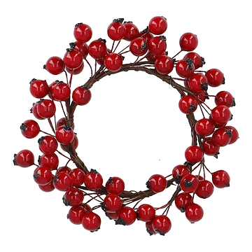 Beerenkranz Mini, rot glänzend, 13 cm