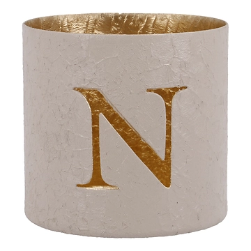 Teelichthalter Buchstabe, N/beige, 7.8 x 7.5 cm