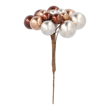 Beerenbündel Metallic, champagner/braun/dunkelbraun, 8 cm