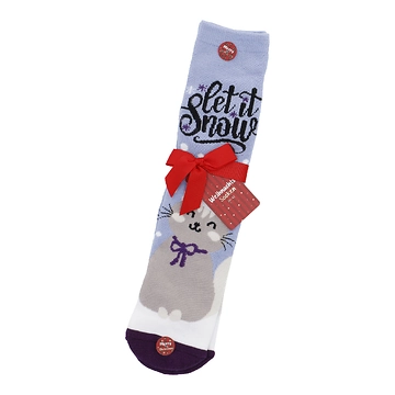 Anti-Rutschsocken Xmas, Katze/flieder, Größe 36 - 41