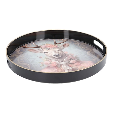 Deko-Tablett Tier, Rentier/rund, 35 cm