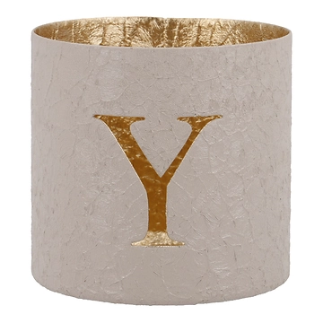 Teelichthalter Buchstabe, Y/beige, 7.8 x 7.5 cm