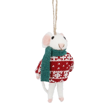 Anhänger Weihnachtstier, Maus/Schal, 14 cm