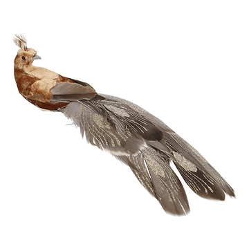 Pfau mit Clip, braun, 19 cm