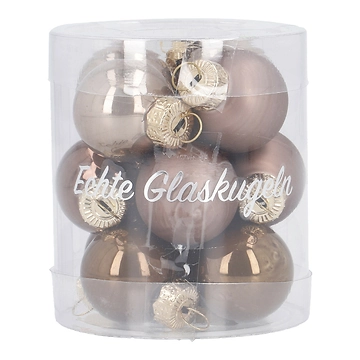12er Set Glaskugeln 2,5 cm, braun