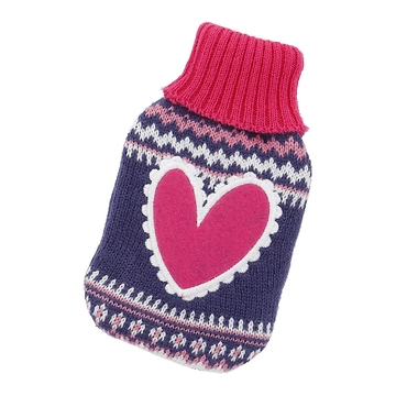 Strick-Taschenwärmer Herz, blau, 13 cm