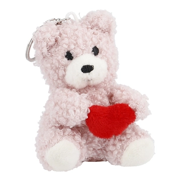 Schlüsselanhänger Bär mit Herz, pink, 9 cm