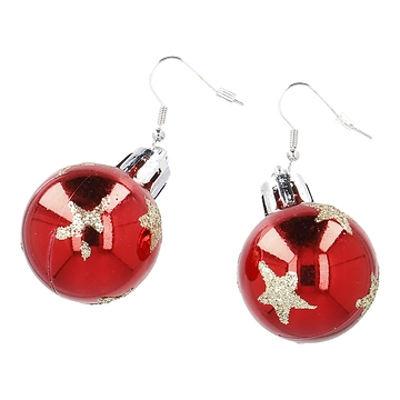 Ohrringe Weihnachten, XXL/Kugel/rot/Stern