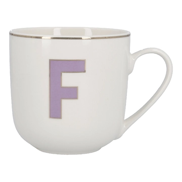 Becher Buchstabe mit Schlüsselanhänger, F/lila, 450 ml