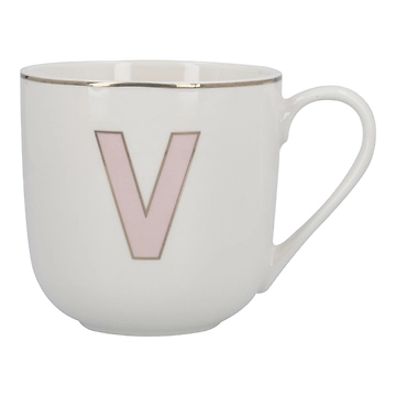 Becher Buchstabe mit Schlüsselanhänger, V/rosa, 450 ml