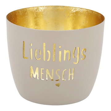 Windlicht Spruch/Xmas, Lieblingsmensch/sand, 10 x 8.5 cm