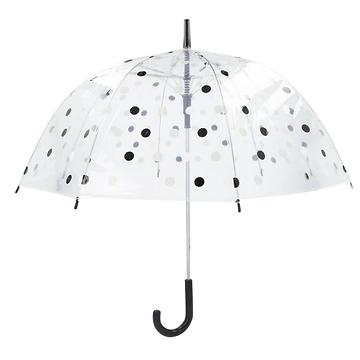Regenschirm Transparent, Dots, schwarz, 82 cm