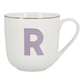 Becher Buchstabe mit Schlüsselanhänger, R/lila, 450 ml