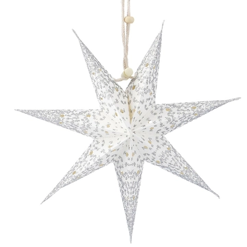 Papierstern Konfetti, weiß/silber, 18 cm