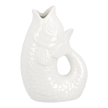 Vase Fisch, weiß-pearl, 14.5 cm