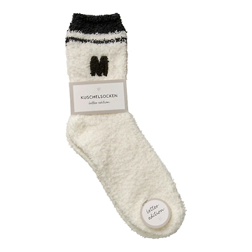 Kuschelsocken Buchstabe, M/schwarz, Gr. 35-42