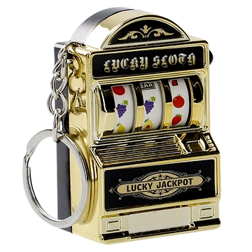 Schlüsselanhänger Spielautomat, gold
